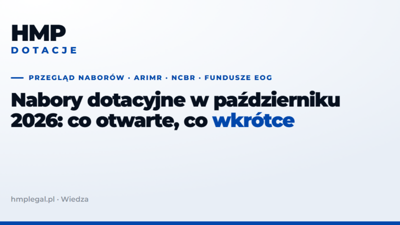 Nabory dotacyjne w październiku 2026: co otwarte, co wkrótce